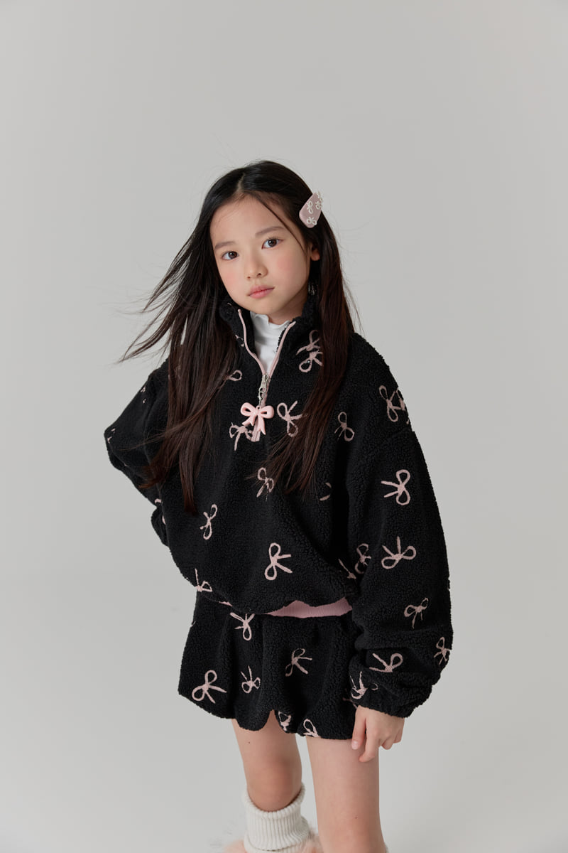 Lilas - Korean Children Fashion - #kidsstore - Ribbon Half Zip-Up - 9