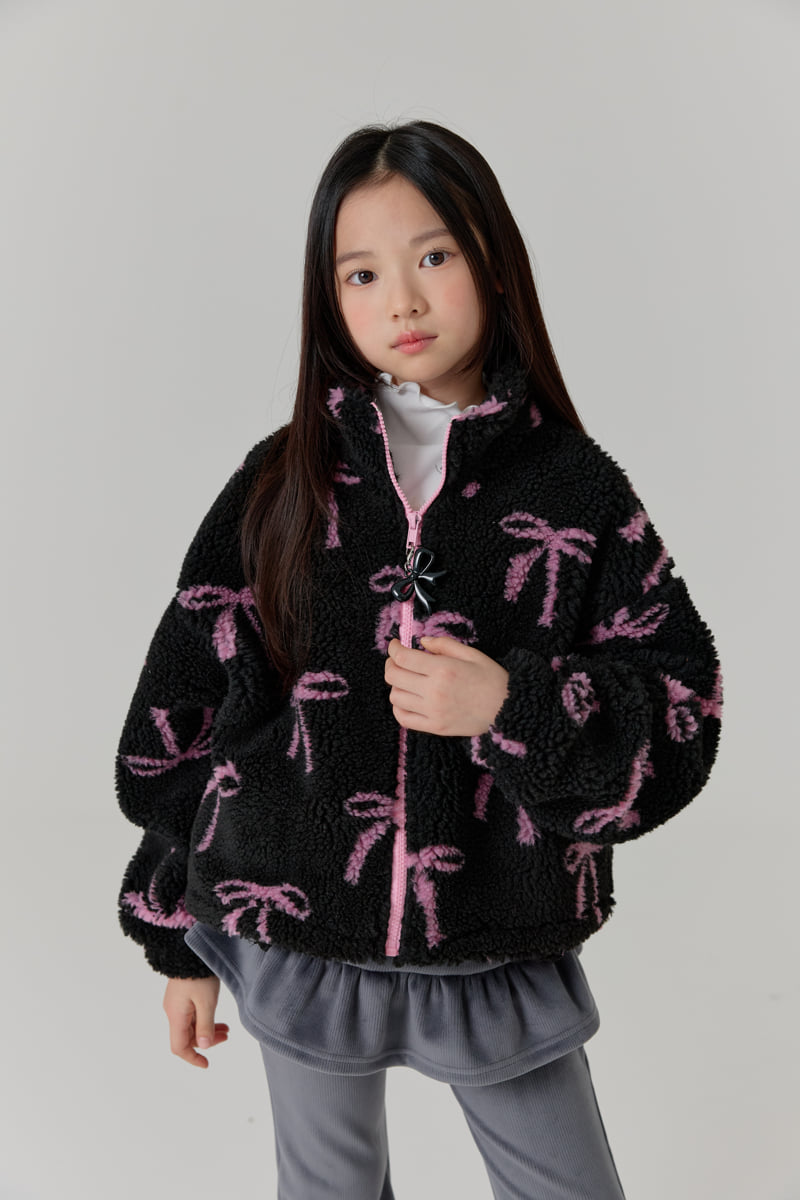 Lilas - Korean Children Fashion - #kidsstore - Ribbon Fleece Jacket - 3