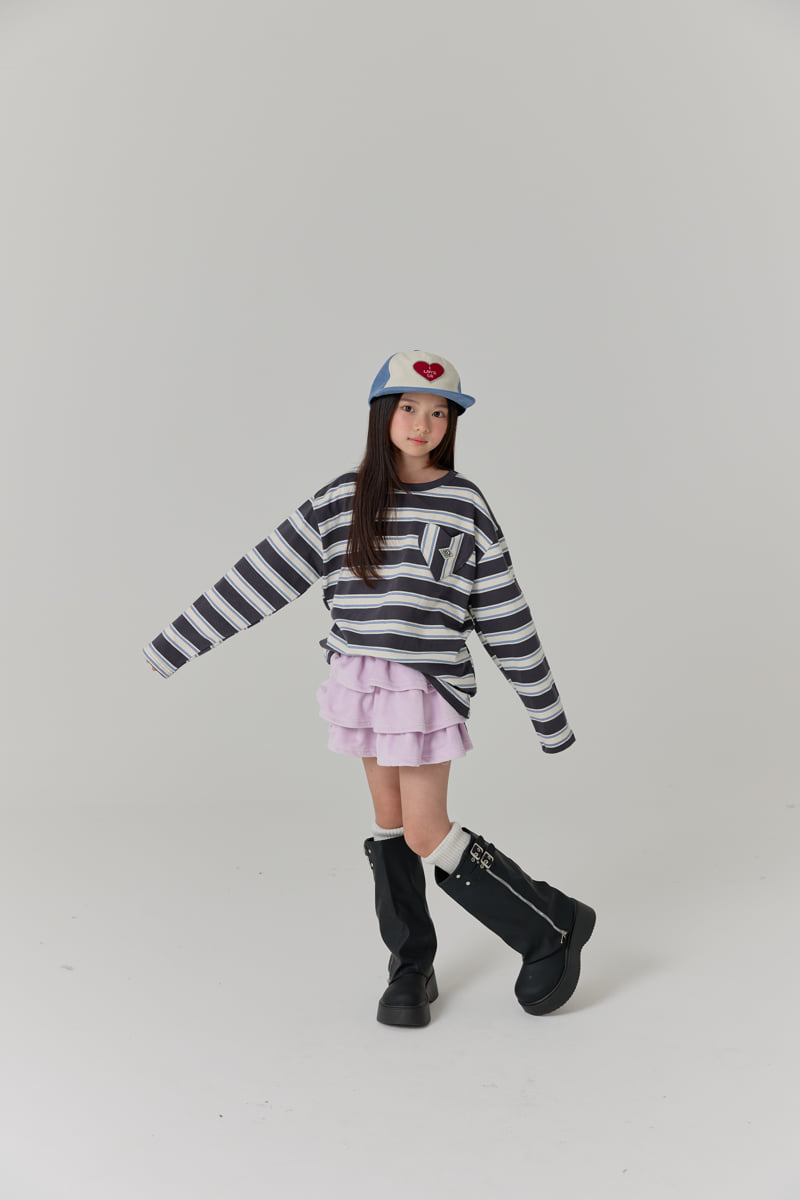 Lilas - Korean Children Fashion - #kidzfashiontrend - Heart Stripe Long Tee - 3