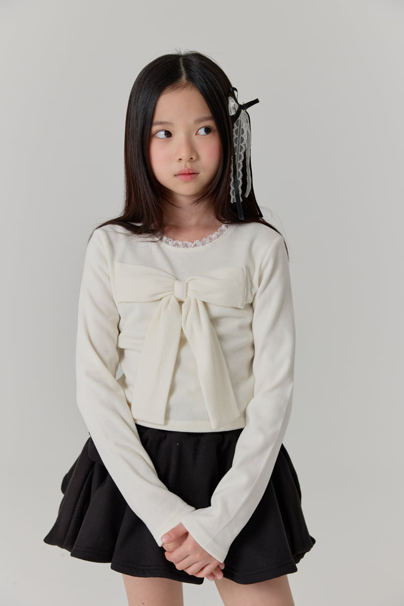 Lilas - Korean Children Fashion - #littlefashionista - Ribbon Ribbed Tee - 3