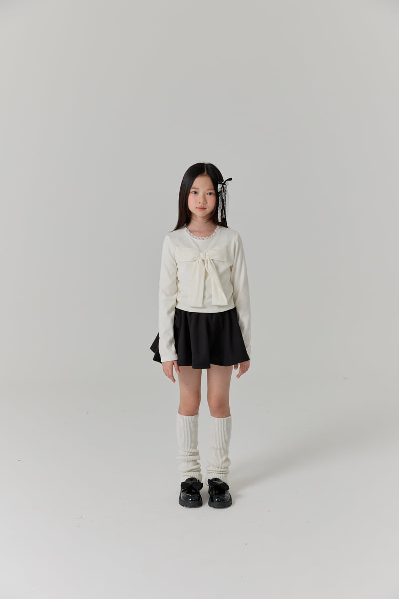 Lilas - Korean Children Fashion - #littlefashionista - Ribbon Ribbed Tee - 4