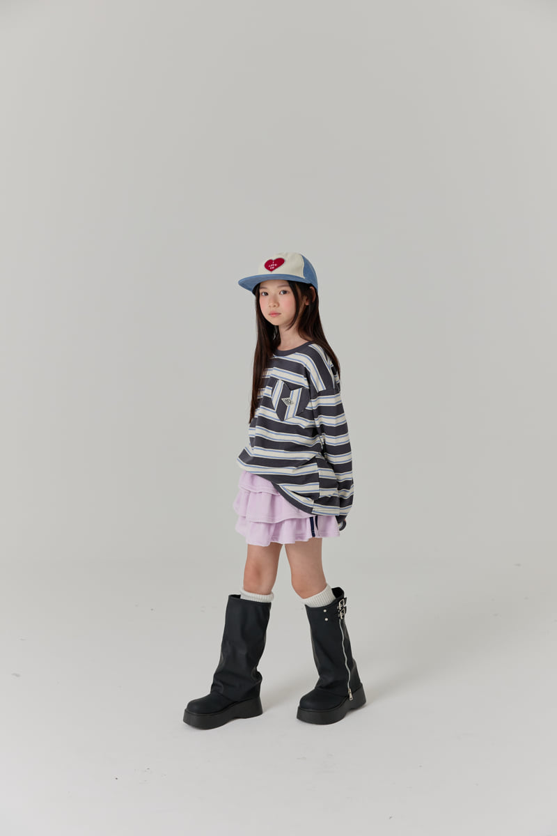 Lilas - Korean Children Fashion - #magicofchildhood - Heart Stripe Long Tee - 6