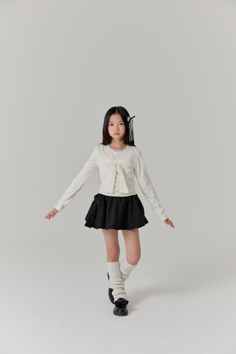 Lilas - Korean Children Fashion - #prettylittlegirls - Ribbon Ribbed Tee - 6