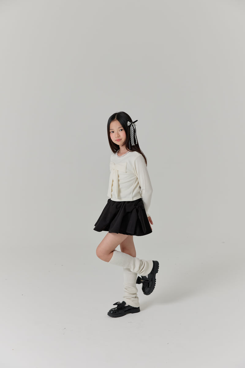 Lilas - Korean Children Fashion - #toddlerclothing - Ribbon Ribbed Tee - 8