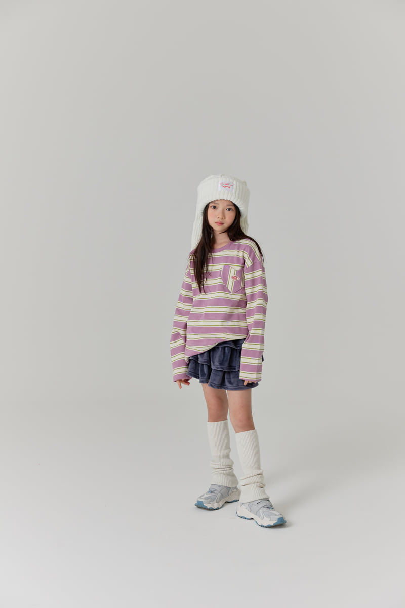 Lilas - Korean Children Fashion - #toddlerclothing - Heart Stripe Long Tee - 10