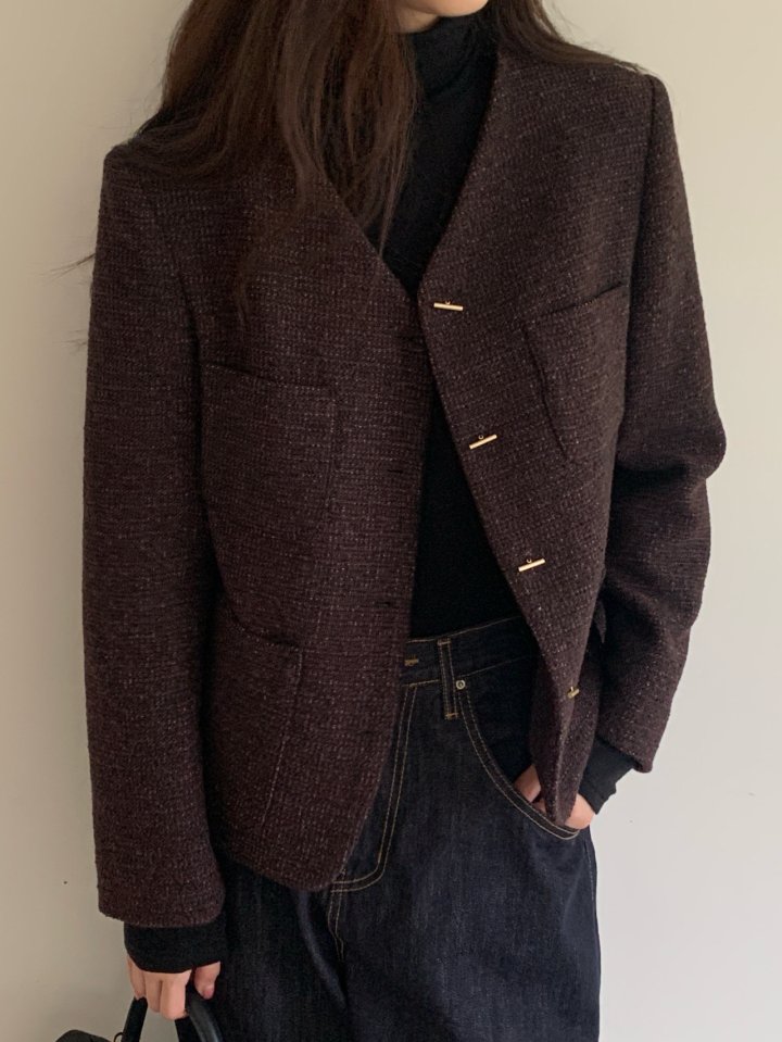 Logarden - Korean Women Fashion - #womensfashion - V Wool Jacket - 4