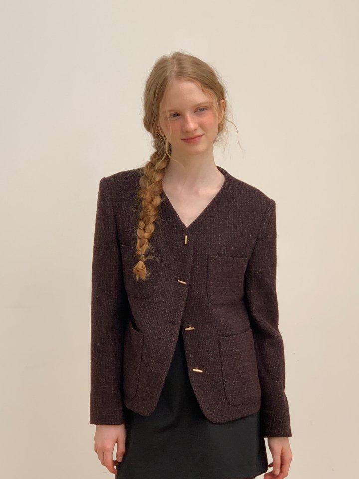 Logarden - Korean Women Fashion - #momslook - V Wool Jacket - 6