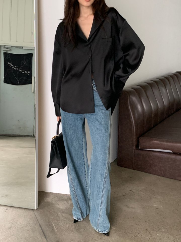 Logarden - Korean Women Fashion - #momslook - Kendall Satin Blouse - 4