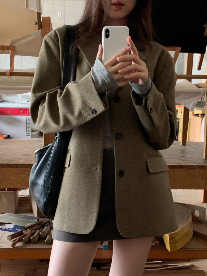 Logarden - Korean Women Fashion - #momslook - Contrast Collar Jacket - 2