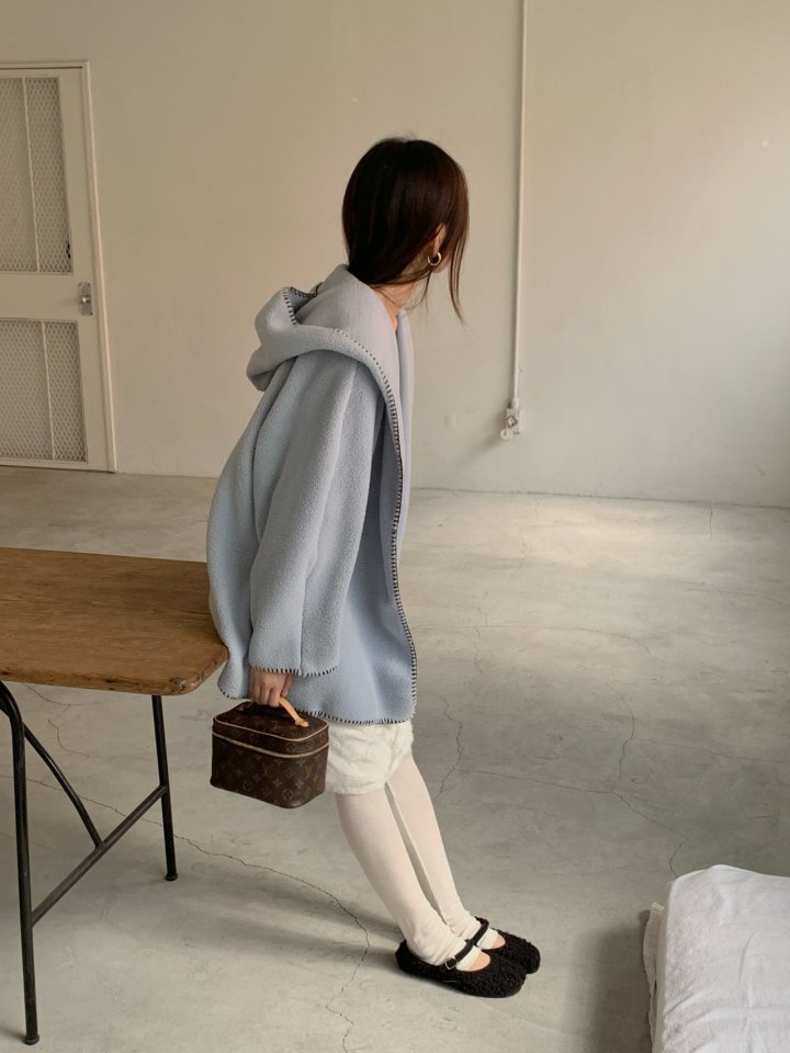 Logarden - Korean Women Fashion - #momslook - Fleece Hood Cardigan - 2