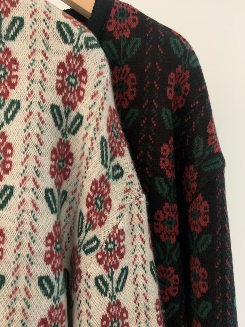 Logarden - Korean Women Fashion - #womensfashion - Fleece Flower Cardigan - 4