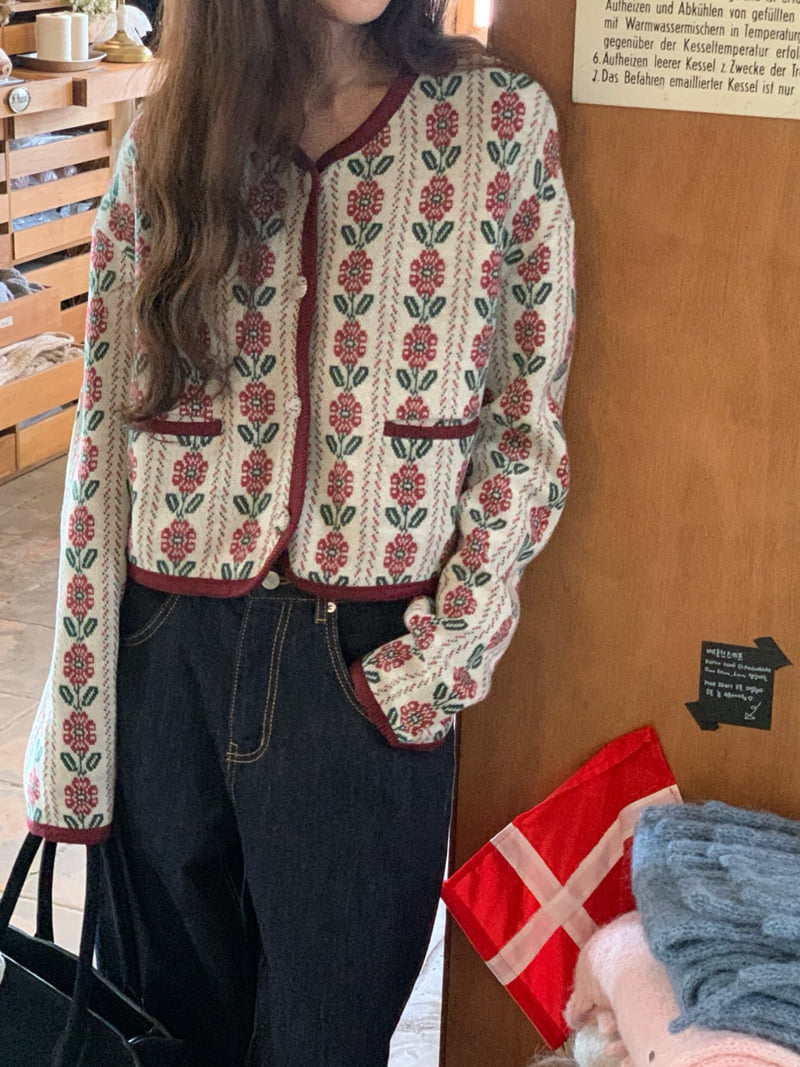 Logarden - Korean Women Fashion - #momslook - Fleece Flower Cardigan - 6