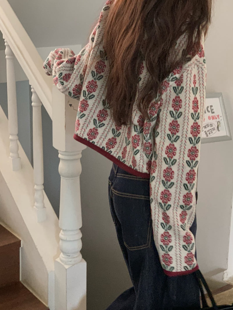 Logarden - Korean Women Fashion - #momslook - Fleece Flower Cardigan - 8