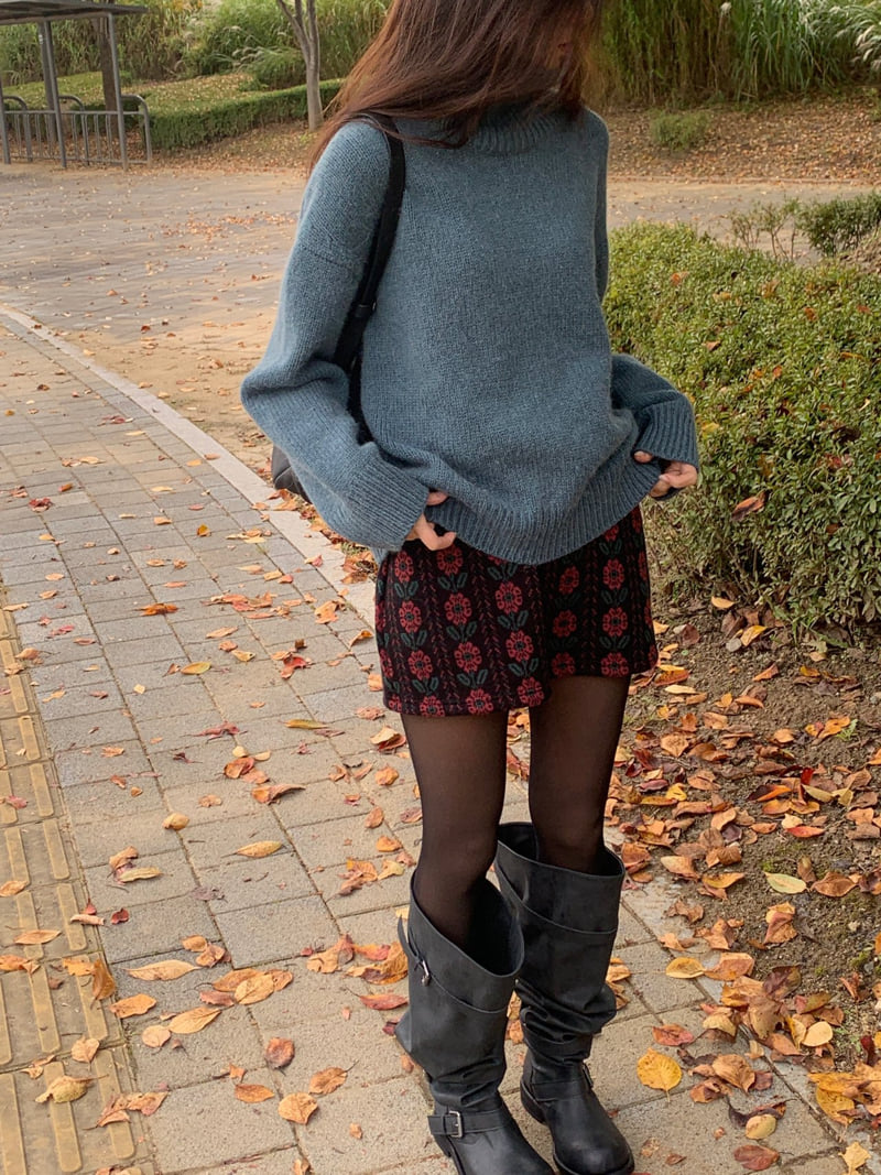 Logarden - Korean Women Fashion - #momslook - Fleece Flower Skirt - 8