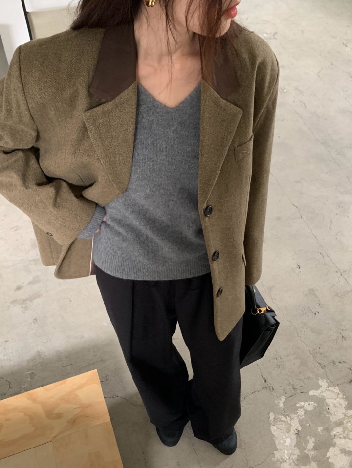 Logarden - Korean Women Fashion - #thatsdarling - Contrast Collar Jacket - 12