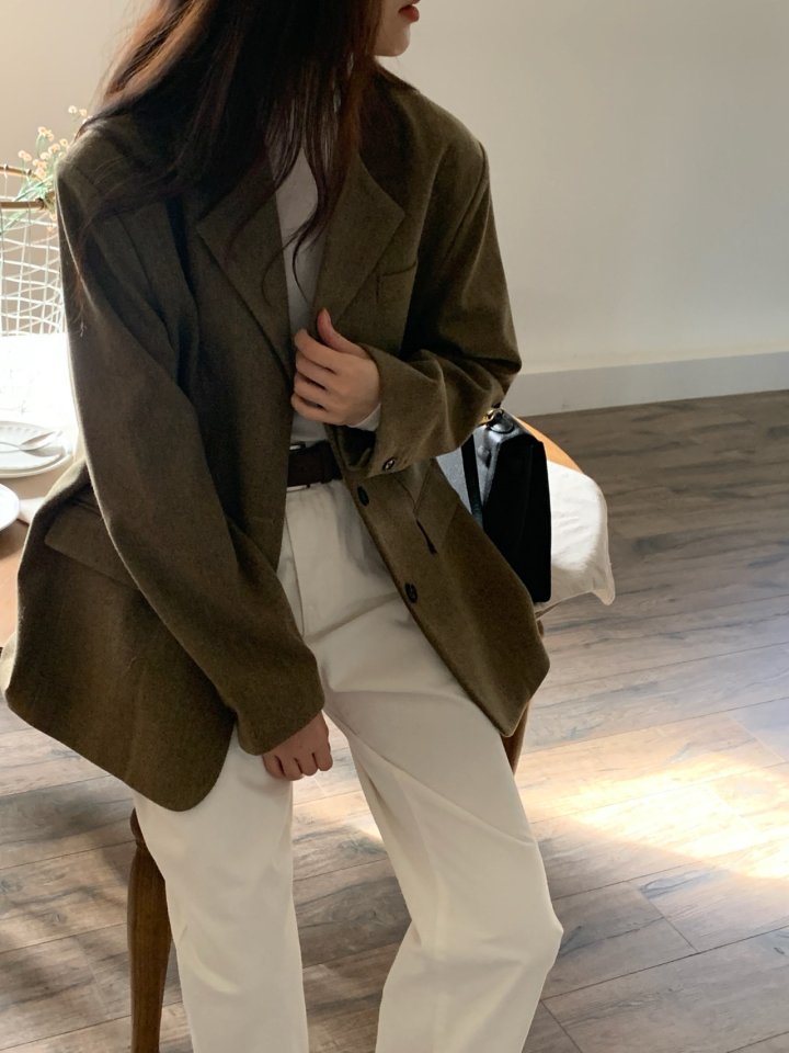 Logarden - Korean Women Fashion - #vintageinspired - Contrast Collar Jacket - 6
