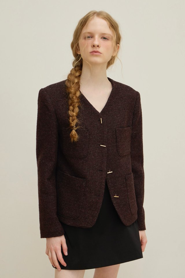 Logarden - Korean Women Fashion - #womensfashion - V Wool Jacket - 3