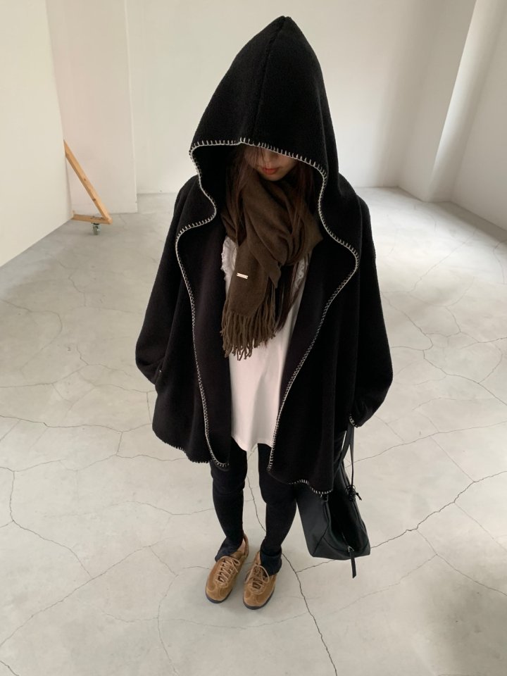 Logarden - Korean Women Fashion - #womensfashion - Fleece Hood Cardigan - 11