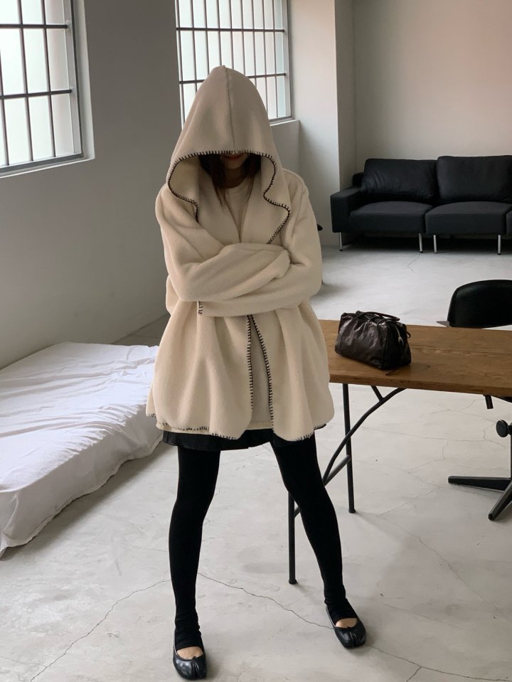 Logarden - Korean Women Fashion - #womensfashion - Fleece Hood Cardigan - 3