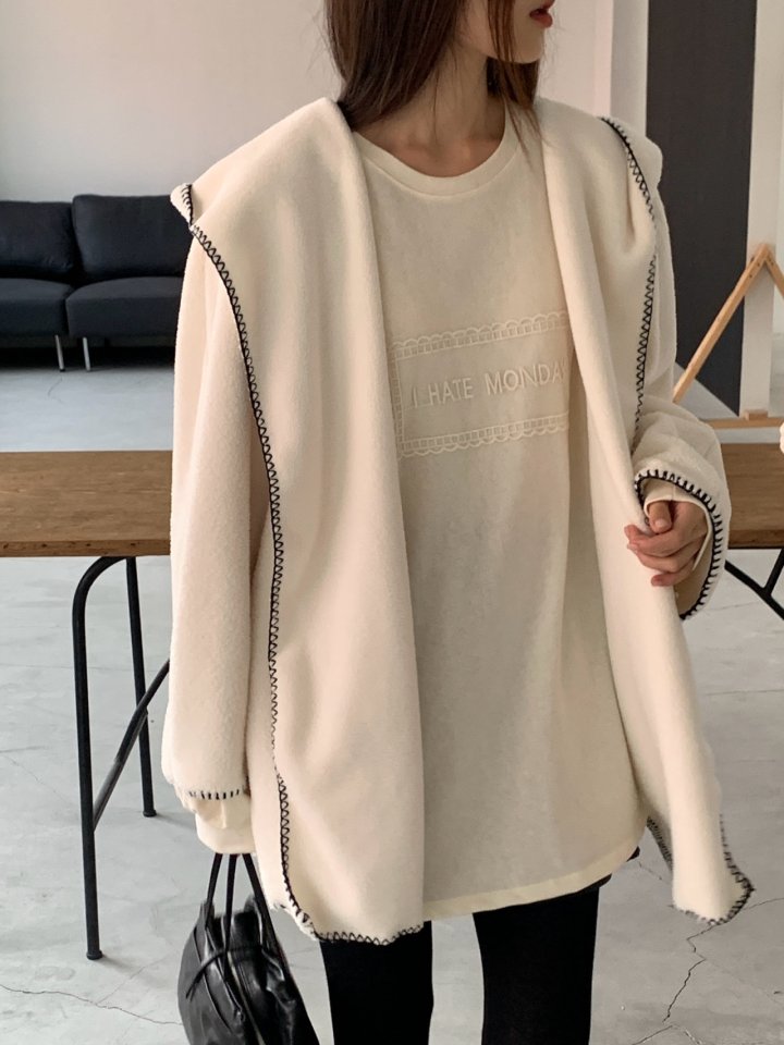 Logarden - Korean Women Fashion - #womensfashion - Fleece Hood Cardigan - 7