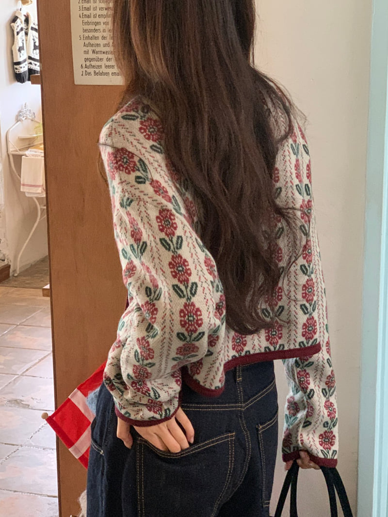 Logarden - Korean Women Fashion - #womensfashion - Fleece Flower Cardigan - 11