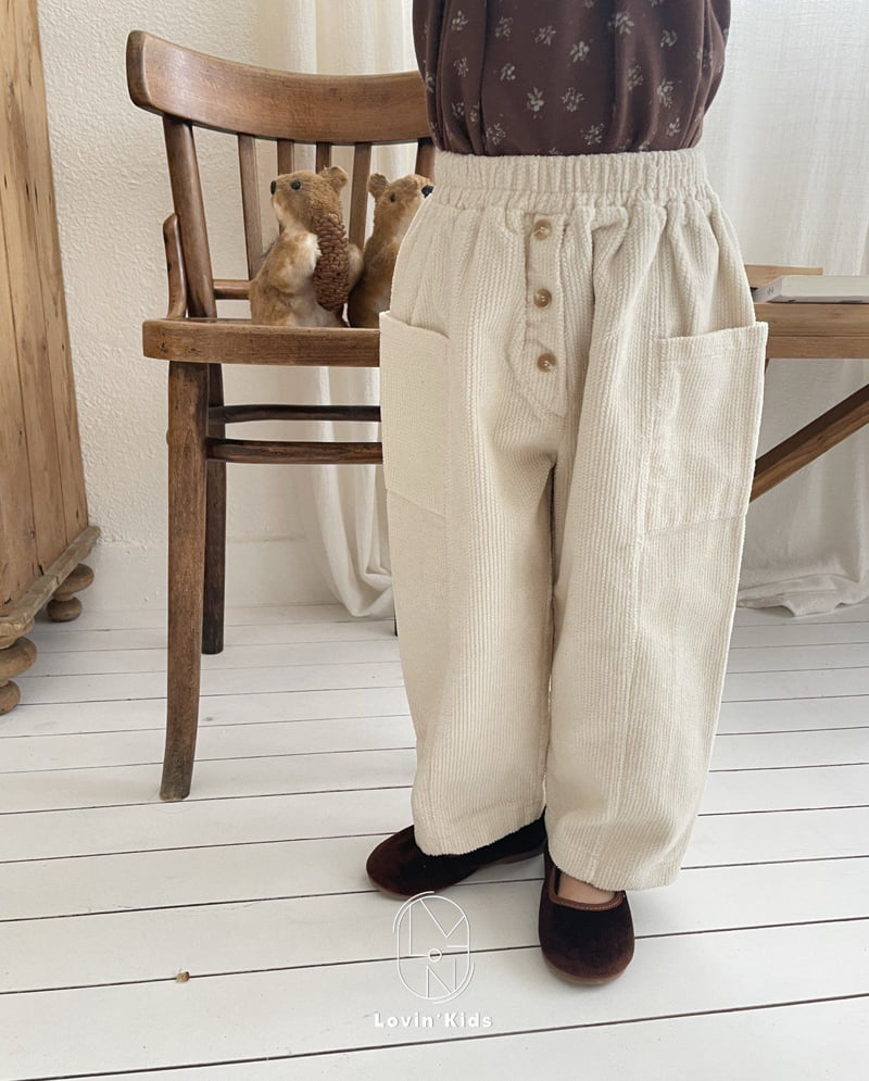 Lovin - Korean Baby Fashion - #babylifestyle - Button Corduroy Pants
