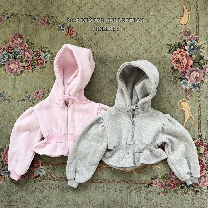 Melikey - Korean Children Fashion - #Kfashion4kids - Short Frill Hood Zip-up - 12