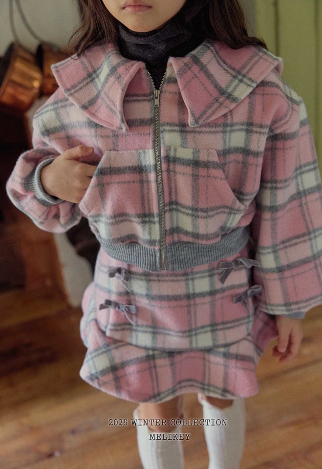Melikey - Korean Children Fashion - #kidzfashiontrend - Wool Check Sailor Zip-up - 4