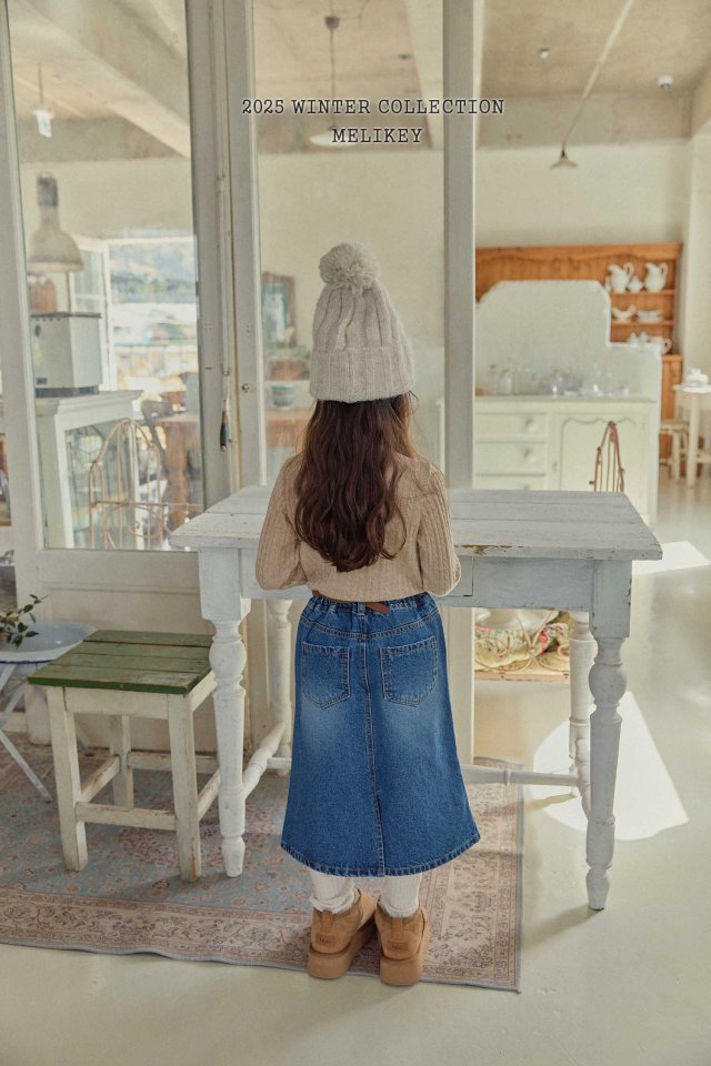 Melikey - Korean Children Fashion - #childofig - A Line Long Denim Skirt - 6