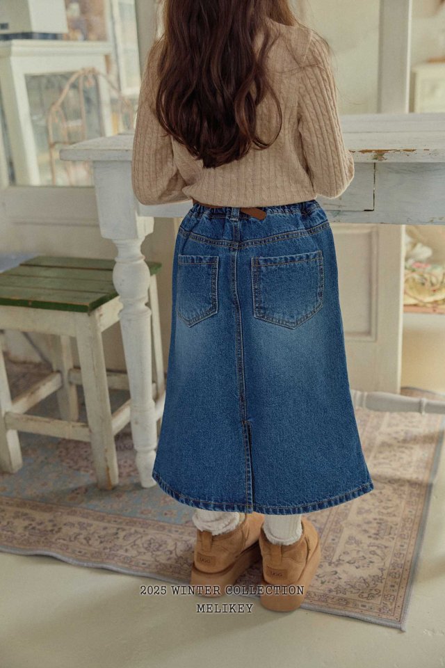 Melikey - Korean Children Fashion - #childofig - A Line Long Denim Skirt - 7