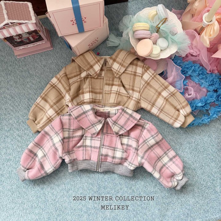 Melikey - Korean Children Fashion - #childofig - Wool Check Sailor Zip-up - 12