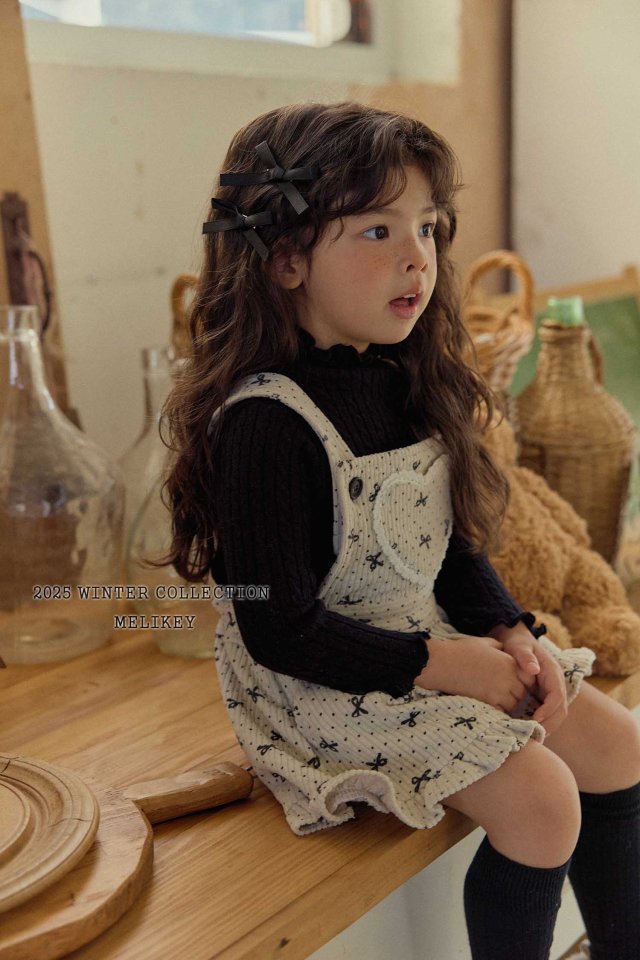Melikey - Korean Children Fashion - #childrensboutique - Ribbon Dot Frill Suspender Pants - 3