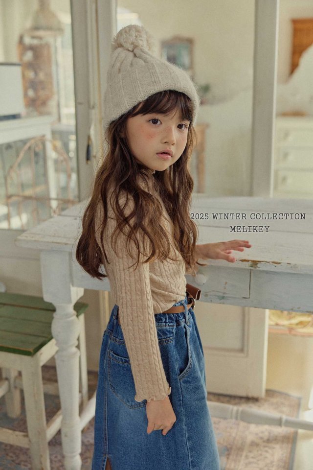 Melikey - Korean Children Fashion - #childrensboutique - A Line Long Denim Skirt - 8