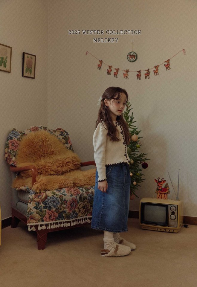 Melikey - Korean Children Fashion - #designkidswear - A Line Long Denim Skirt - 9