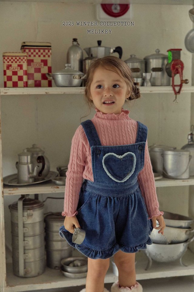 Melikey - Korean Children Fashion - #designkidswear - Velvet Denim Frill Suspender Pants - 4