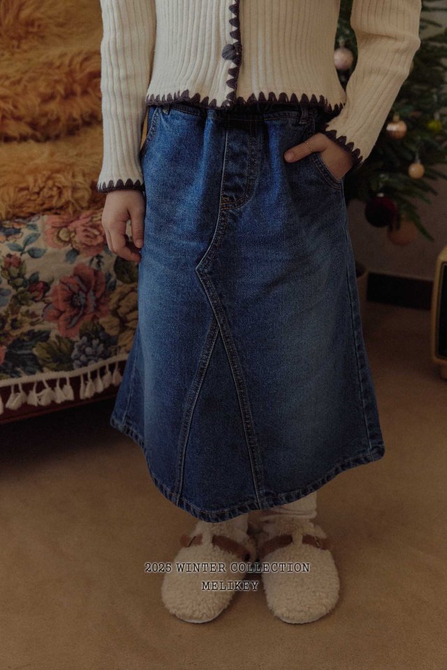 Melikey - Korean Children Fashion - #discoveringself - A Line Long Denim Skirt - 10
