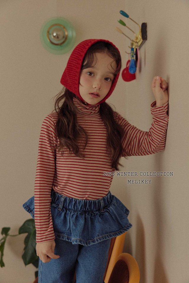 Melikey - Korean Children Fashion - #fashionkids - Merry Stripe Turtleneck Tee - 3