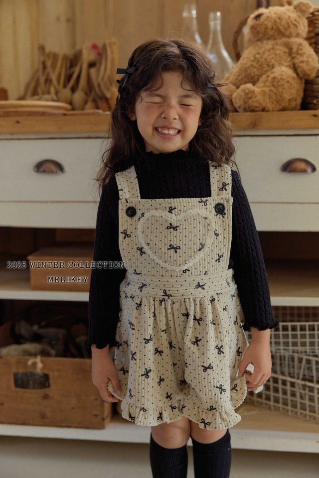 Melikey - Korean Children Fashion - #fashionkids - Ribbon Dot Frill Suspender Pants - 6