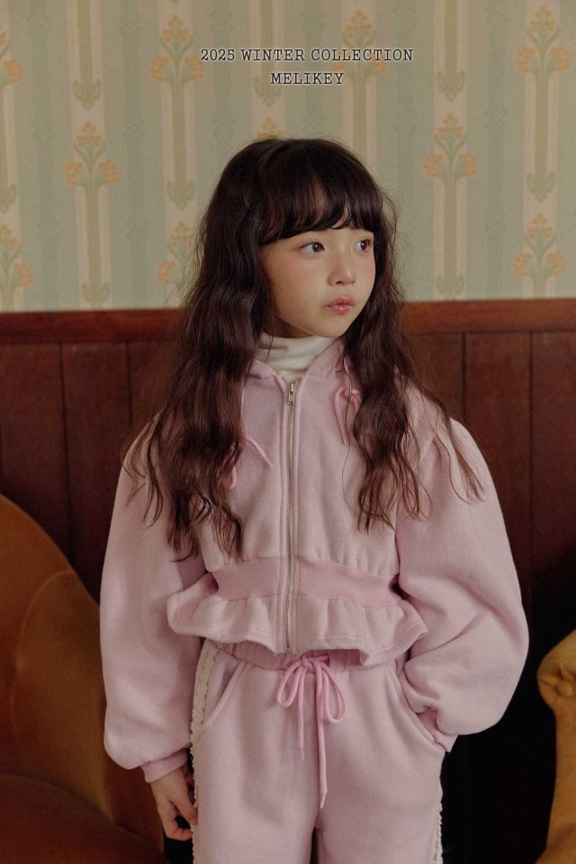Melikey - Korean Children Fashion - #kidsshorts - Short Frill Hood Zip-up - 9