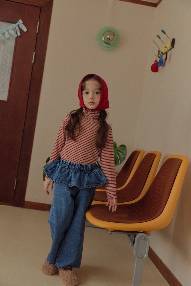 Melikey - Korean Children Fashion - #kidsstore - Merry Stripe Turtleneck Tee - 5