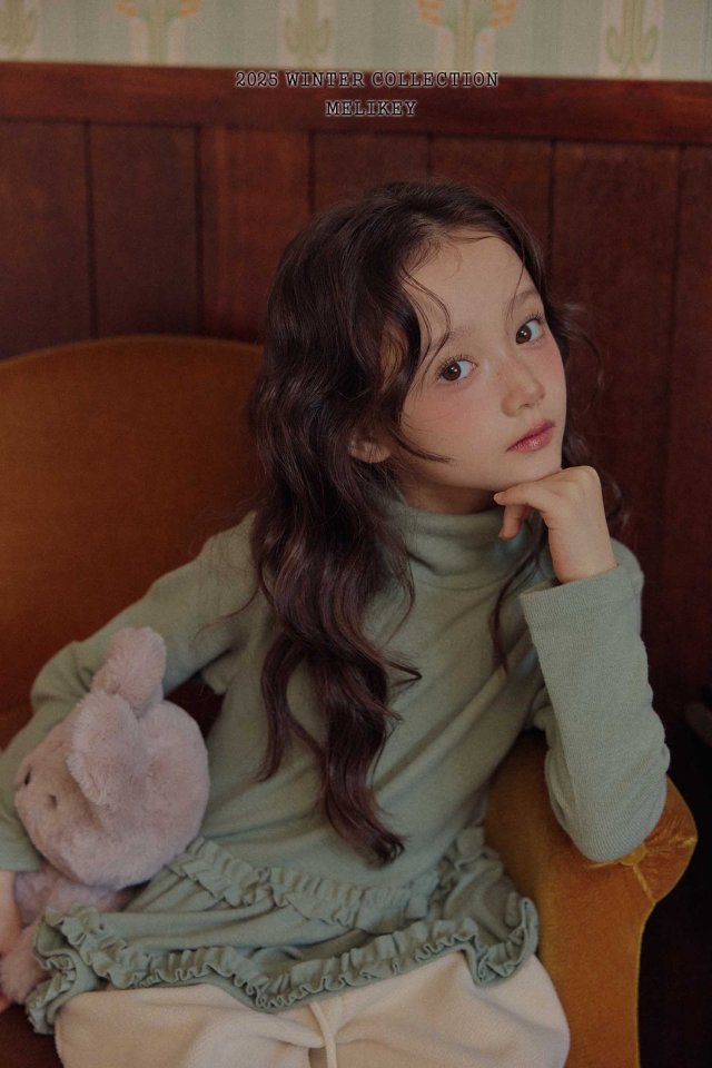 Melikey - Korean Children Fashion - #kidsshorts - Tutu Frill Turtleneck Tee - 4