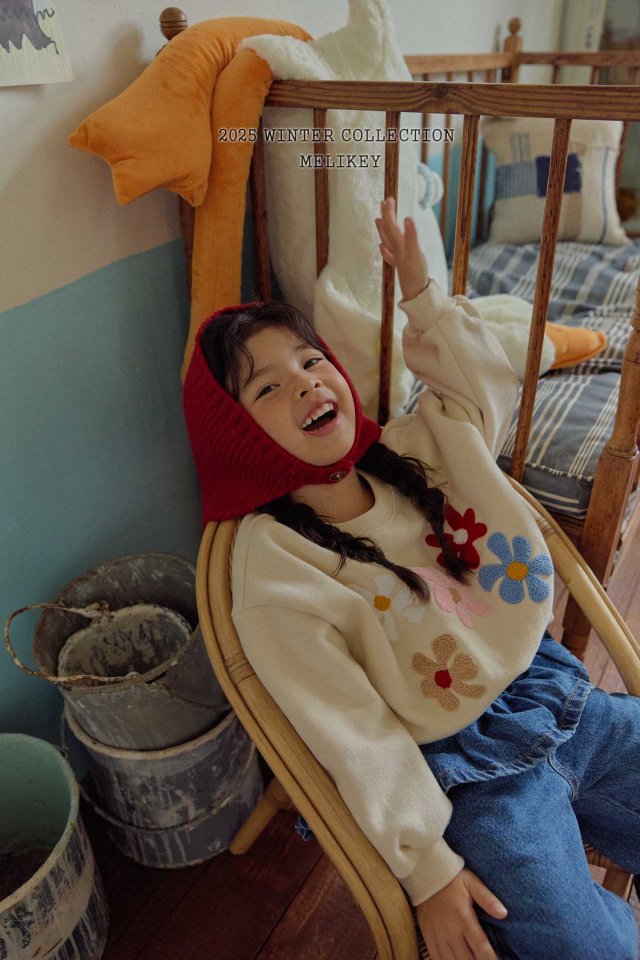 Melikey - Korean Children Fashion - #kidsstore - Boucle Flower Sweatshirt - 3