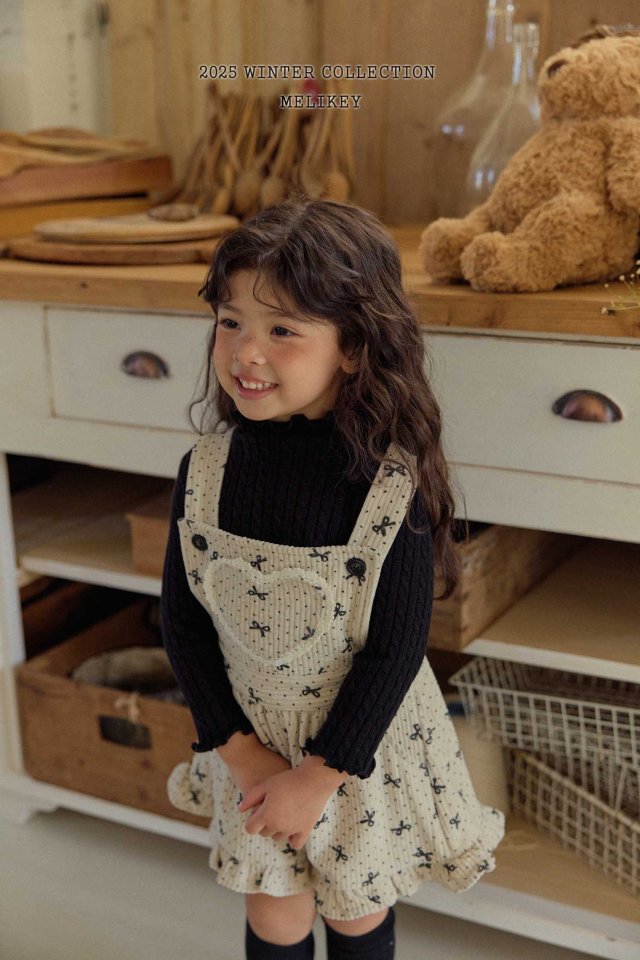 Melikey - Korean Children Fashion - #kidsstore - Ribbon Dot Frill Suspender Pants - 8