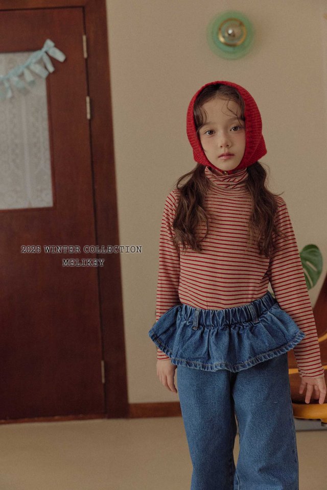 Melikey - Korean Children Fashion - #kidzfashiontrend - Merry Stripe Turtleneck Tee - 6