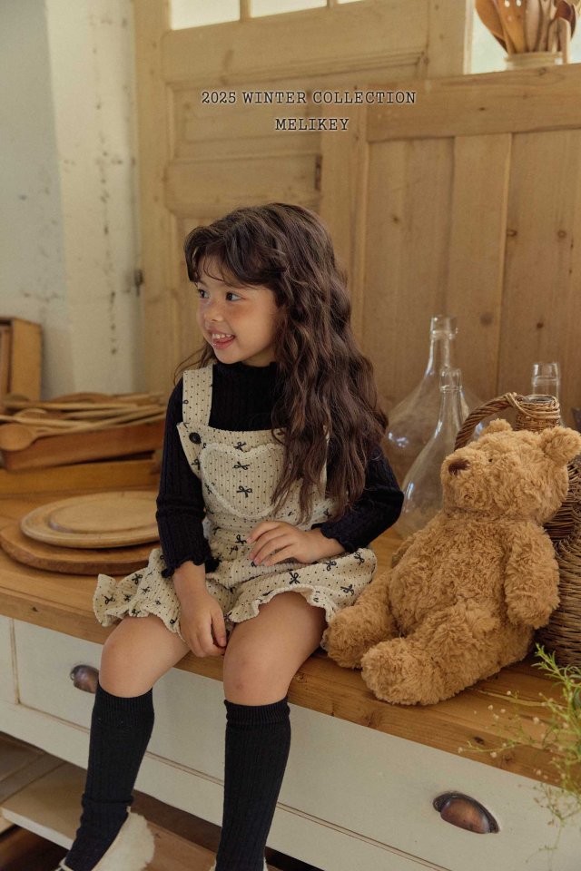 Melikey - Korean Children Fashion - #kidzfashiontrend - Ribbon Dot Frill Suspender Pants - 9
