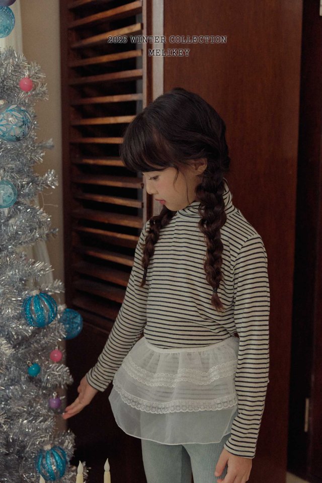 Melikey - Korean Children Fashion - #littlefashionista - Merry Stripe Turtleneck Tee - 8