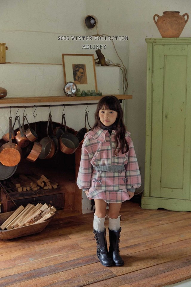 Melikey - Korean Children Fashion - #littlefashionista - Wool Check Sailor Zip-up - 5