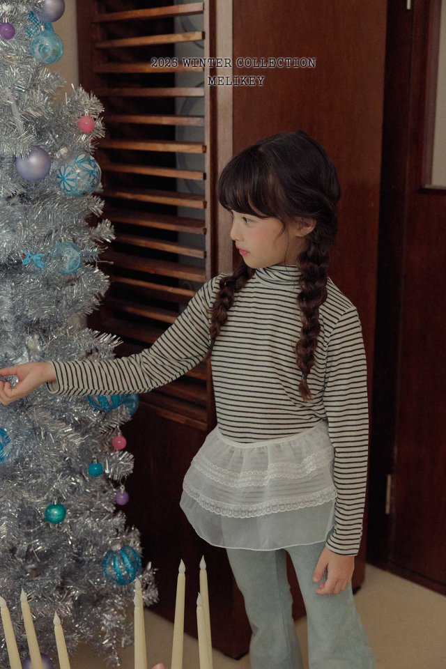 Melikey - Korean Children Fashion - #magicofchildhood - Merry Stripe Turtleneck Tee - 9
