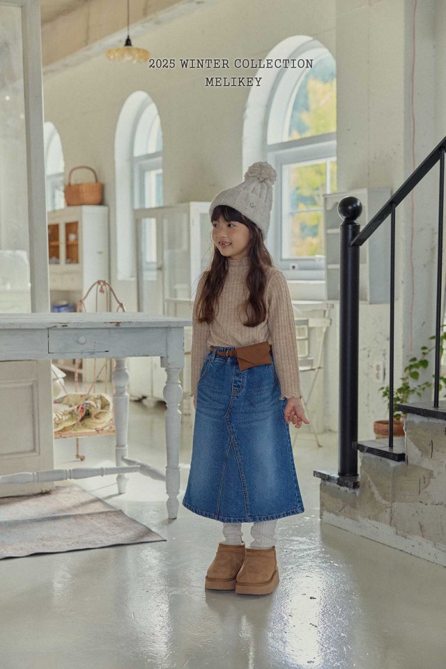 Melikey - Korean Children Fashion - #magicofchildhood - A Line Long Denim Skirt - 3
