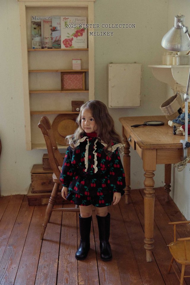 Melikey - Korean Children Fashion - #littlefashionista - Cherry Frill Cardigan - 4